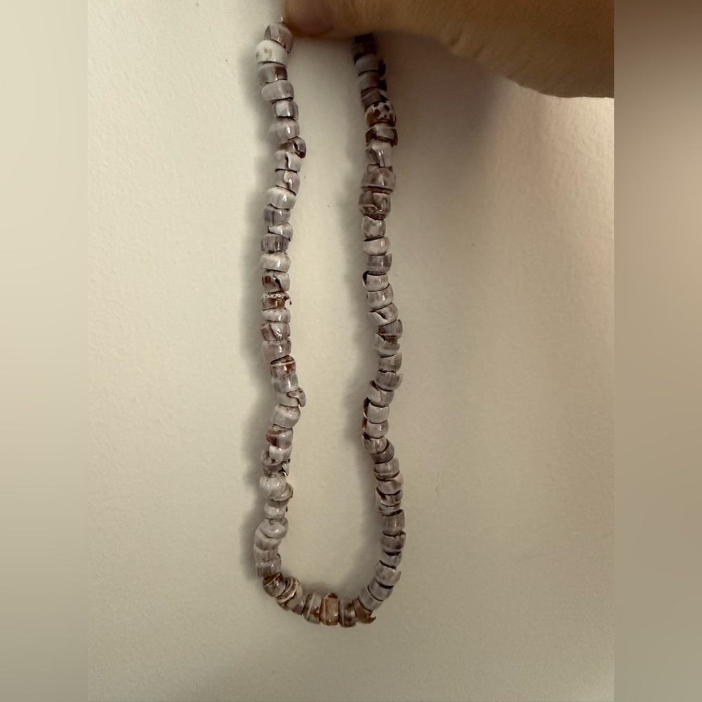 Purple Hue with White and Tan Aloha Hawaiian Puka Shell Necklace